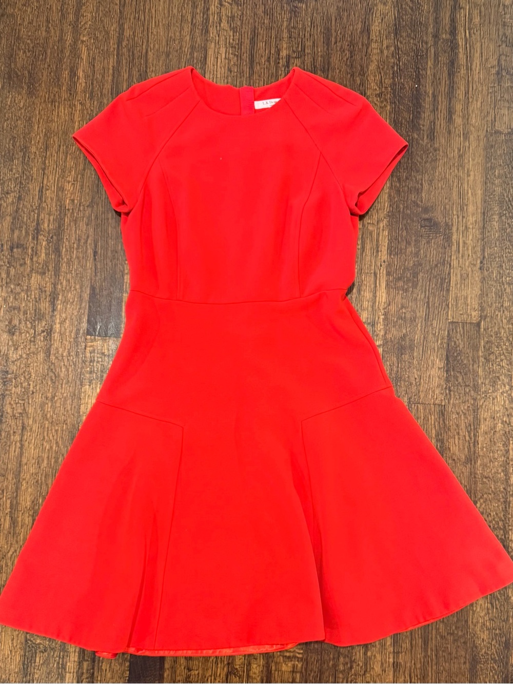 LK Bennett Red Fit-and-Flare Short Sleeve Dress